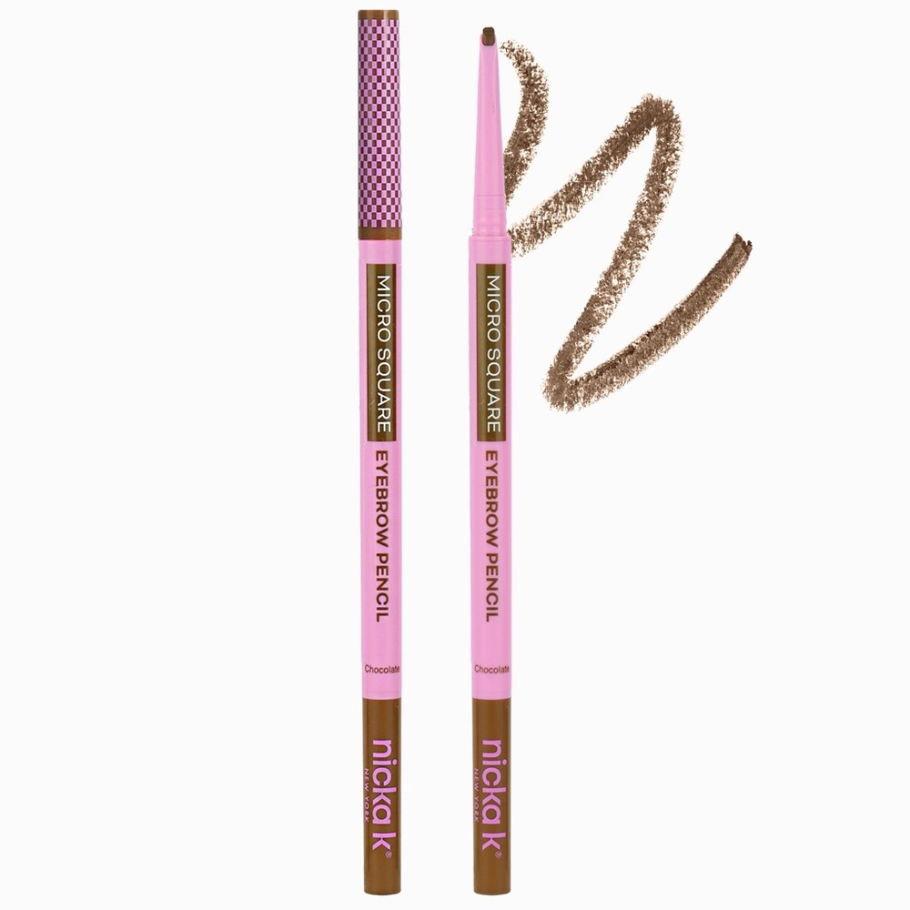 Nicka K Chocolate Micro Square Eyebrow Pencil- 1 pencil, vegan, slim point